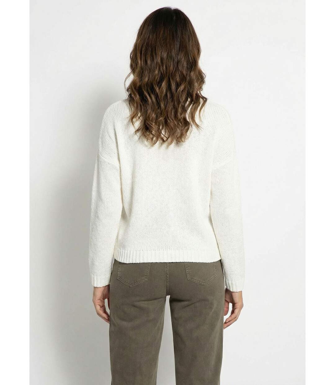 Pull chaud col V en maille avec mohair-2
