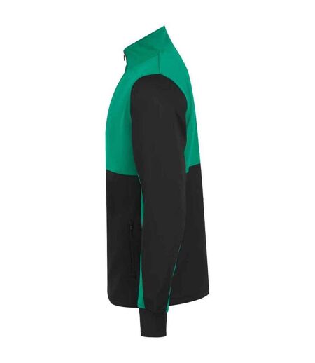 Mens quarter zip track top black/emerald Finden & Hales