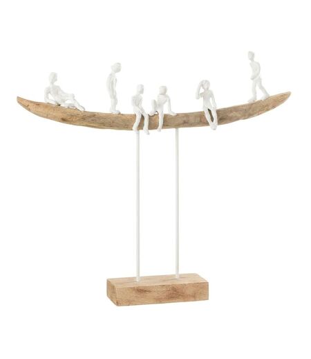 Statuette Déco en Bois Personnage sur Banc 47cm Naturel