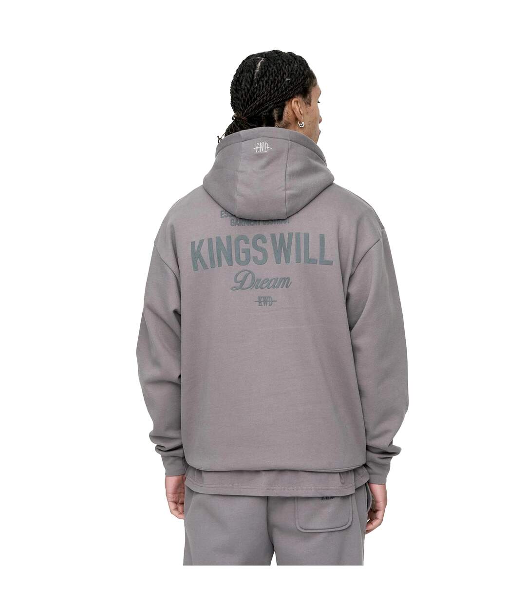 Mens Studio Garment District Back Print Hoodie Grey Kings Will Dream-3