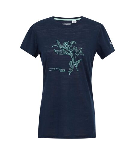 T-shirt Motif/style Floral Escade Femme Bleu Marine Regatta