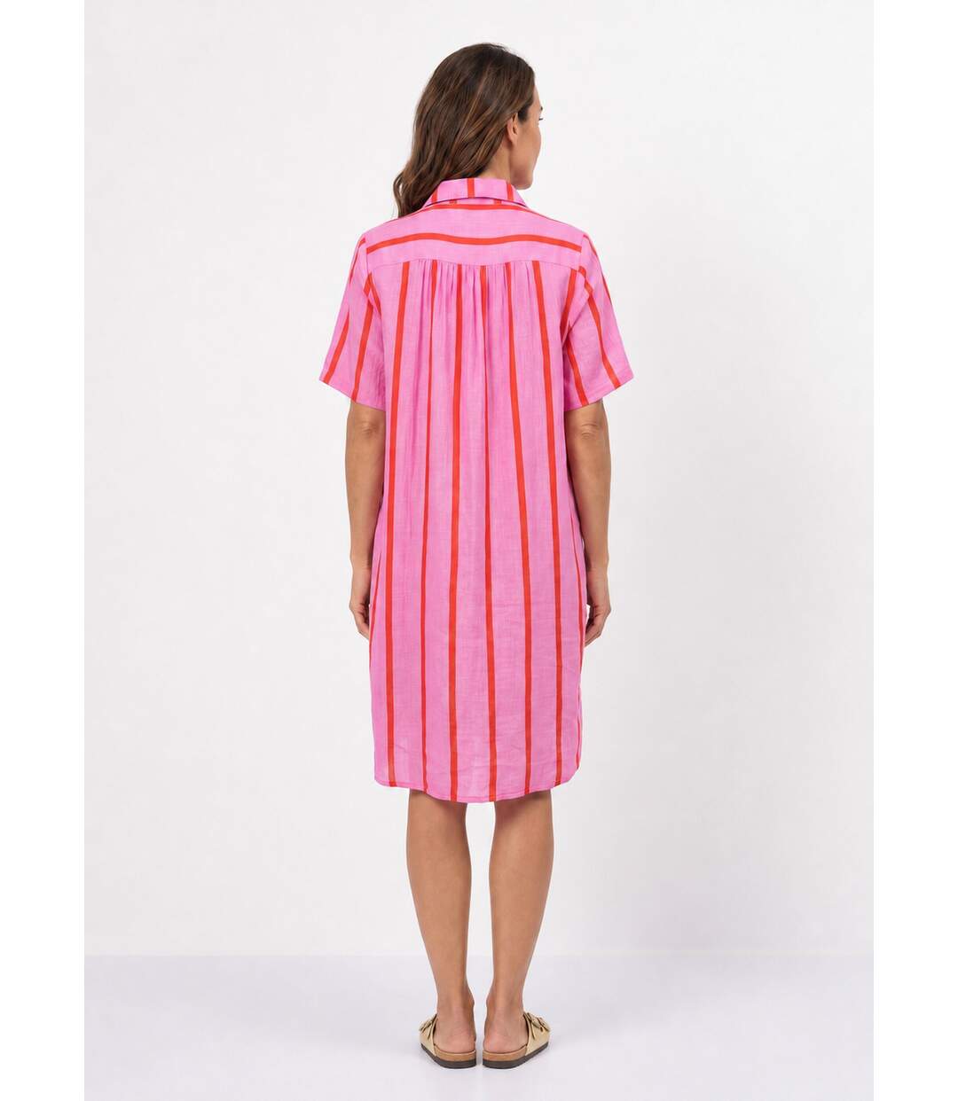 Robe chemise courte à rayures vives-2