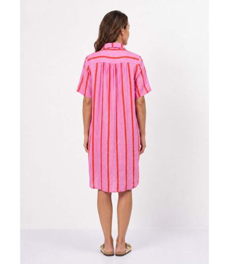 Robe chemise courte à rayures vives