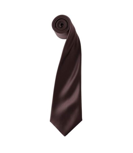 Premier Unisex Adult Colours Satin Tie (Brown) (One Size)