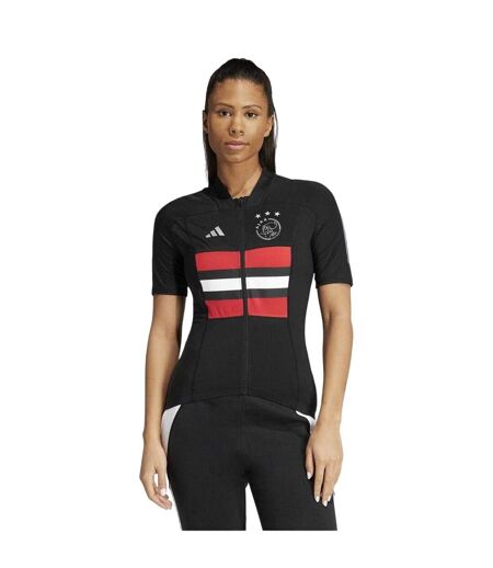 Womens/ladies Ajax Mock Neck Short-sleeved Cycling Jersey Black Adidas