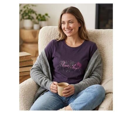 MAYFLOWER SH1060 – Tee-shirt manches longues violet col rond sérigraphié pour un style audacieux