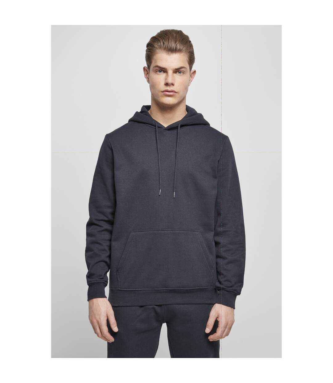 Mens Basic Hoodie Navy Build Your Brand-1