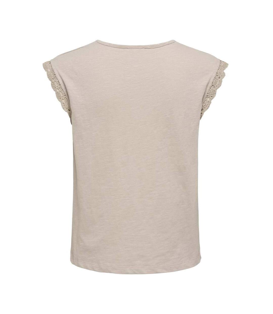 T-Shirt beige femme jdy salva-3