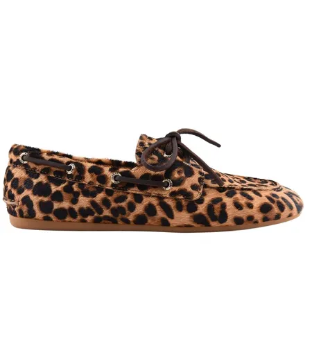 Womens/ladies Leopard Print Boat Shoes Brown Black Sperry