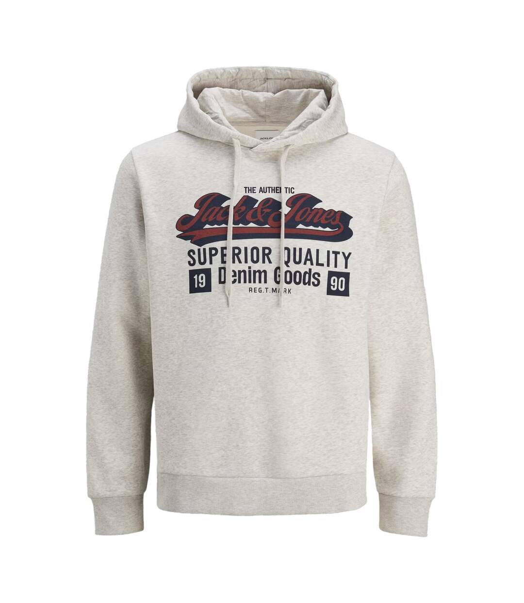 Mens Denim Goods Hoodie White Melange Jack And Jones-2