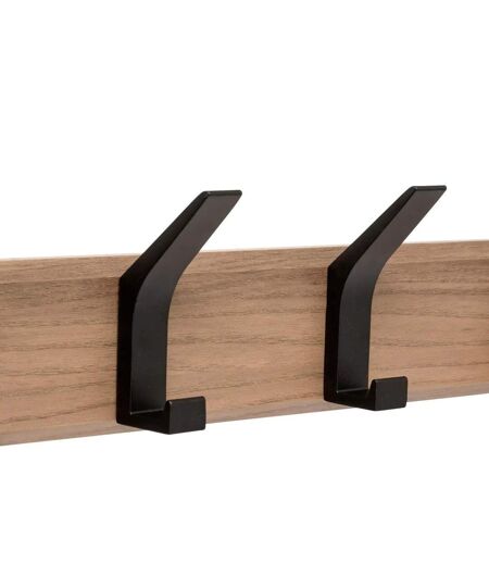 Patère 4 Tiges Effet Bois Ziny 45cm Naturel & Noir