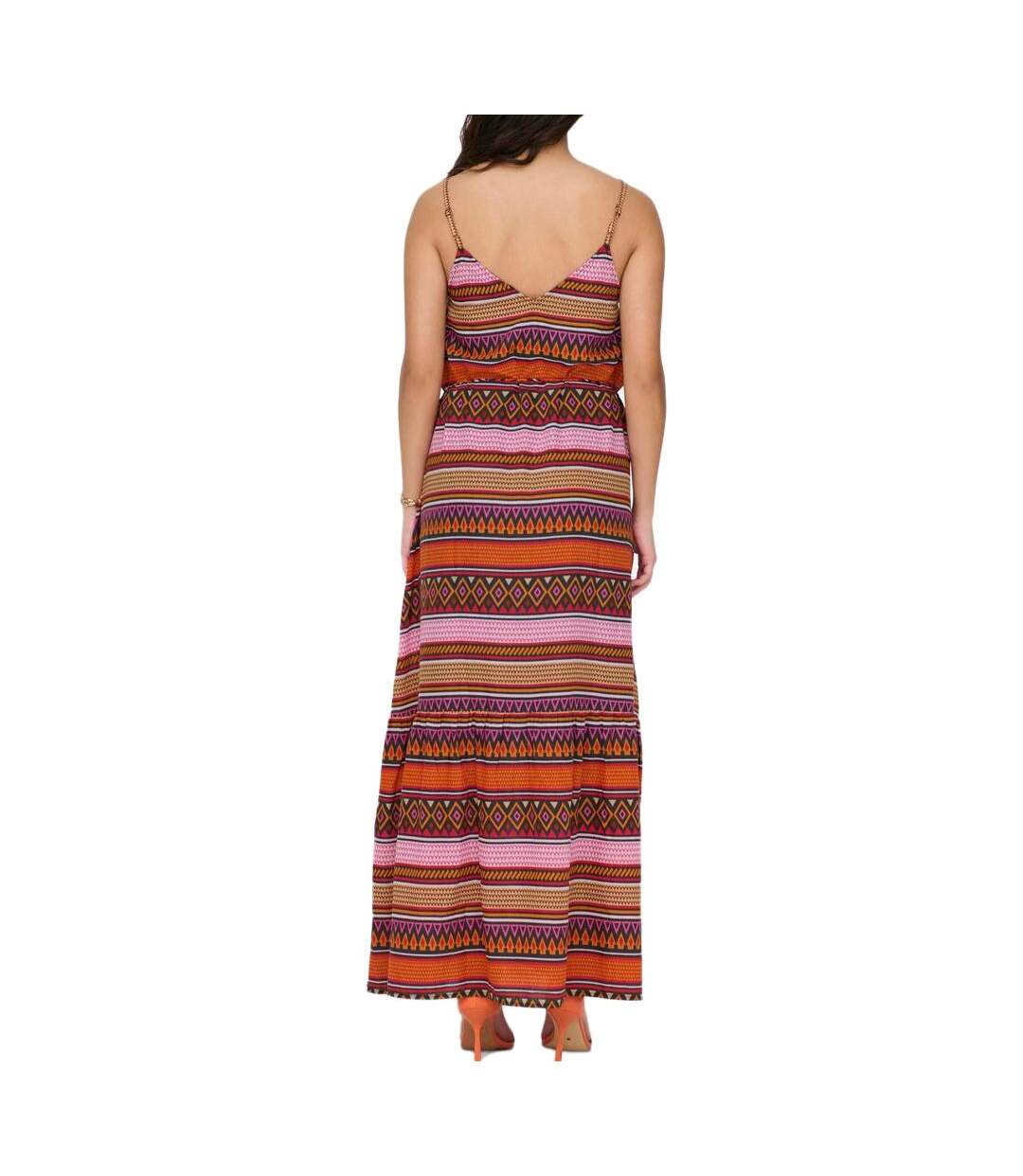 Robe orange à motifs femme only tansted life - s-2