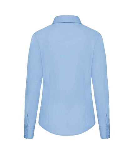 Fruit Of The Loom Ladies Lady-Fit Long Sleeve Poplin Shirt (Mid Blue) - UTBC400