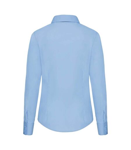 Fruit Of The Loom Ladies Lady-Fit Long Sleeve Poplin Shirt (Mid Blue)