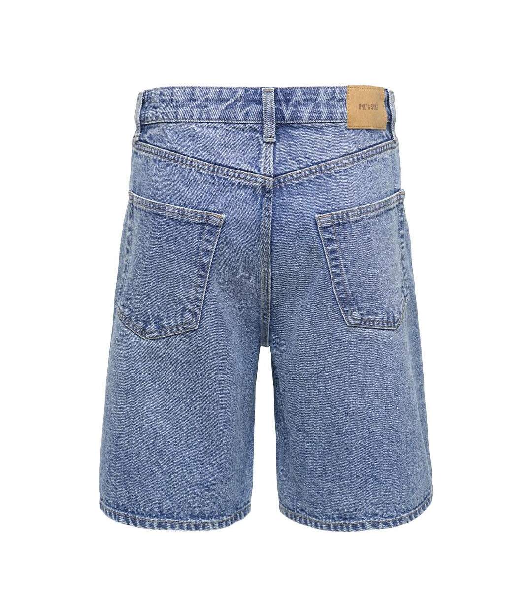 Short en jean baggy bleu homme  only & sons five 9893-3