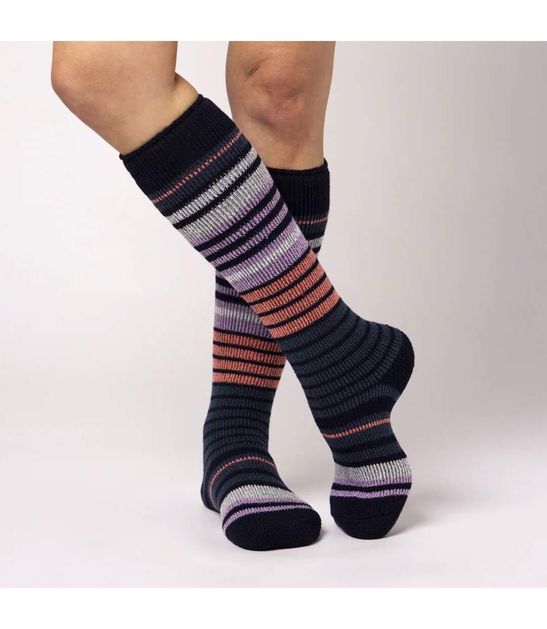 Chaussettes de ski thermiques à rayures pour femme-3