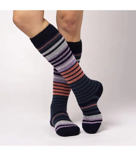 Chaussettes de ski thermiques à rayures pour femme