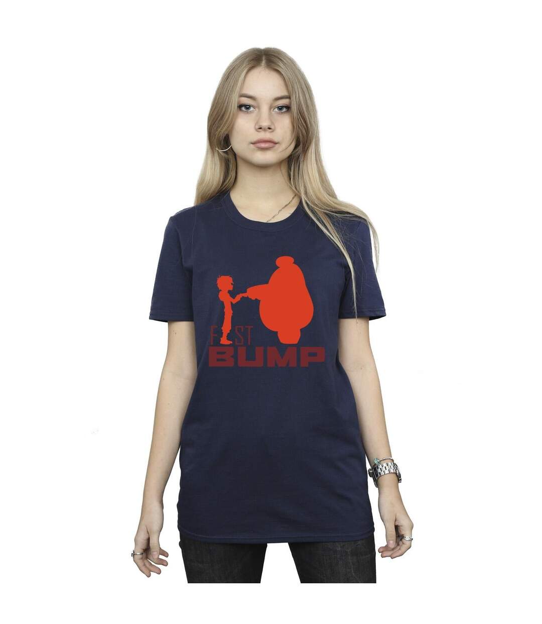 Disney - T-shirt BIG HERO BAYMAX FIST BUMP CUTOUT - Femme (Bleu marine) - UTBI15717-2