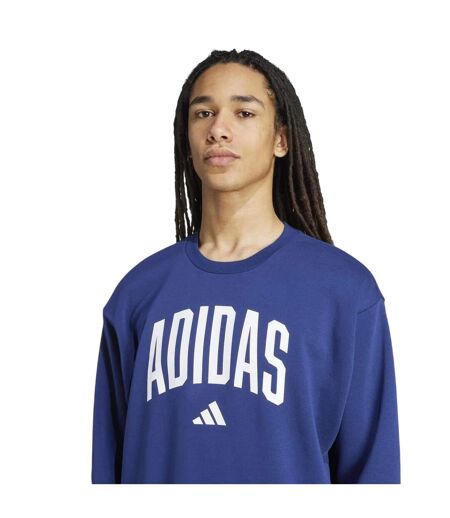 Sweat Motif/style Universitaire Homme Bleu Blanc Adidas