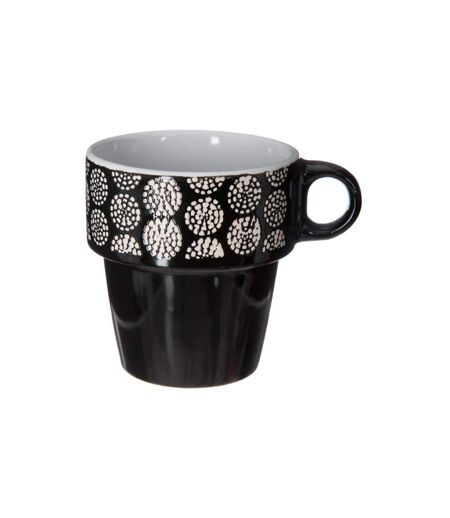 Lot de 6 Mugs sur Rack Ethnik 26cl Noir & Blanc