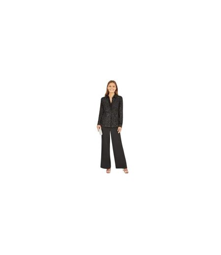 Womens/ladies Sequin Regular Long-sleeved Shirt Black Yumi
