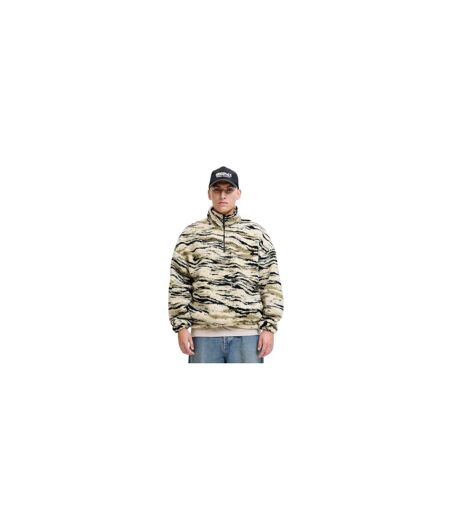 Mens Teddy Fleece Half Zip Sweatshirt Oatmeal Jack And Jones