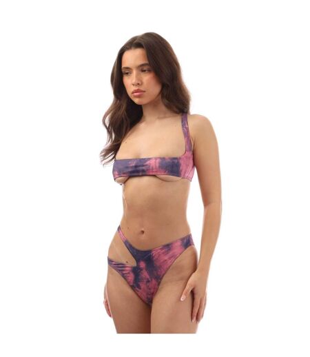 Ensemble Maillot De Bain 2 Pièces Style Tie-dye Femme Rose Bleu Off White