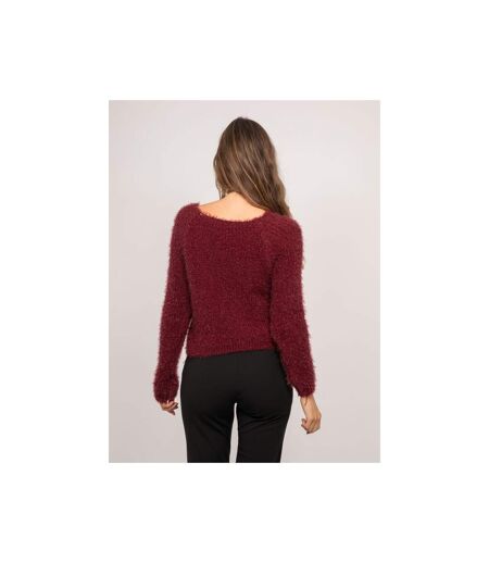 Pull court en maille poilue encolure dégagée KYNAELLE - Dona X Lisa