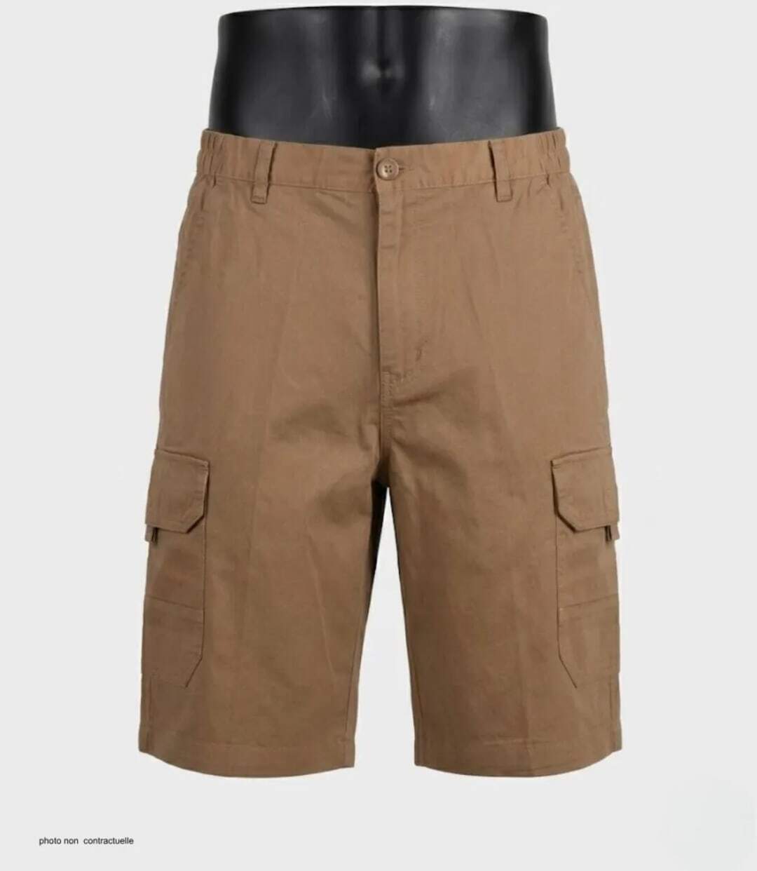 CHALLENGER INCA3 : Bermuda en coton camel pour homme avec taille élastiquée tout confort-2