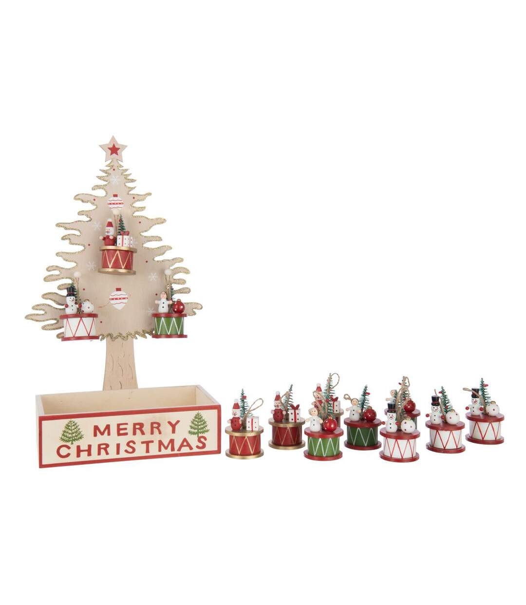 Arbre de Noël Déco Merry Christmas 41cm Naturel-3