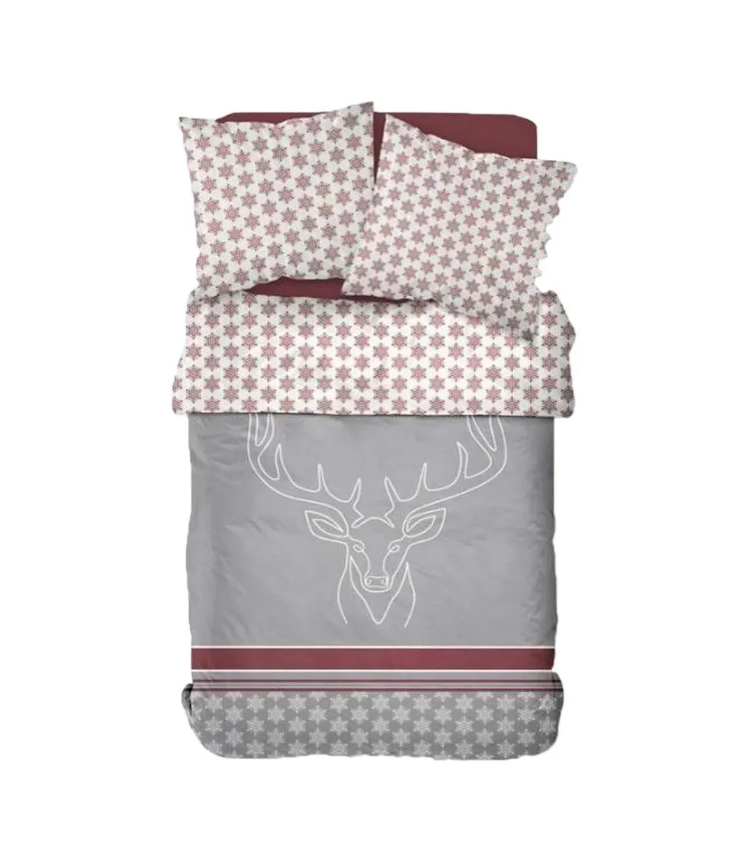Parure de lit gris imprimé flocon today cerf 220x240-2