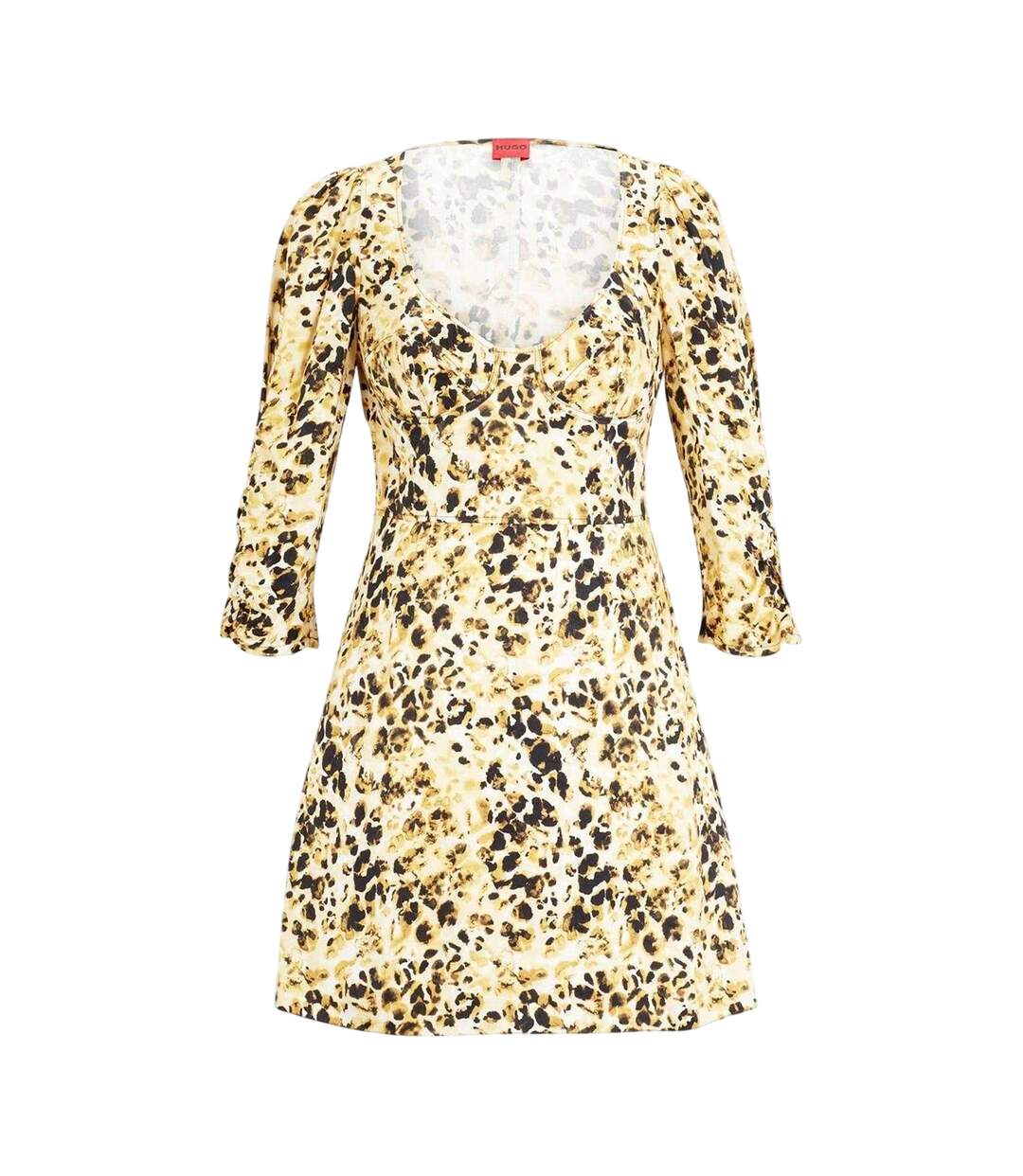 Robe Courte Motif/style Imprimé Léopard Femme Jaune Marron Hugo-1