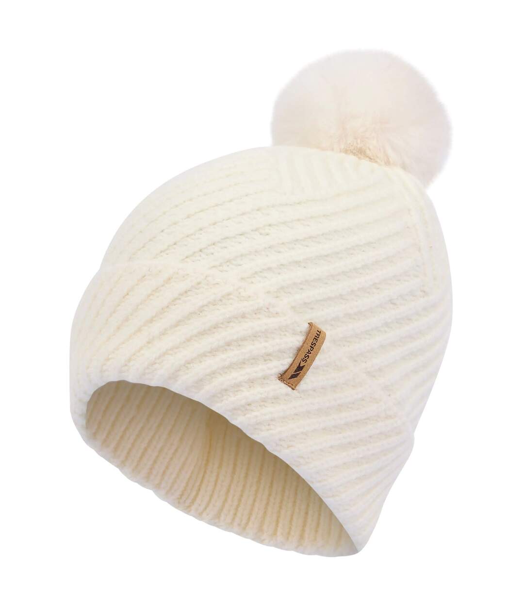 Bonnet Tricoté À Pompon Et Revers Motif/style À Motifs Anala Femme Rose Trespass-2