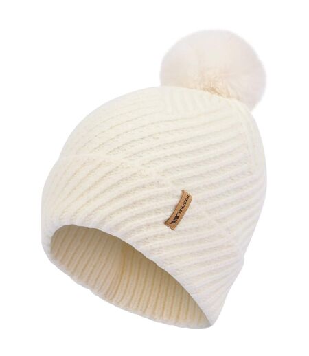 Bonnet Tricoté À Pompon Et Revers Motif/style À Motifs Anala Femme Rose Trespass