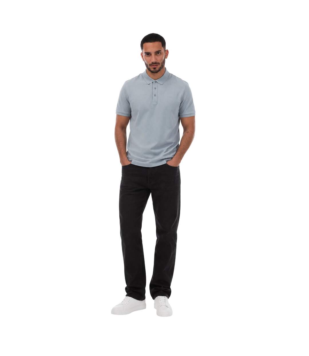 Mens Logo Pique Polo Shirt Blue Hugo-1
