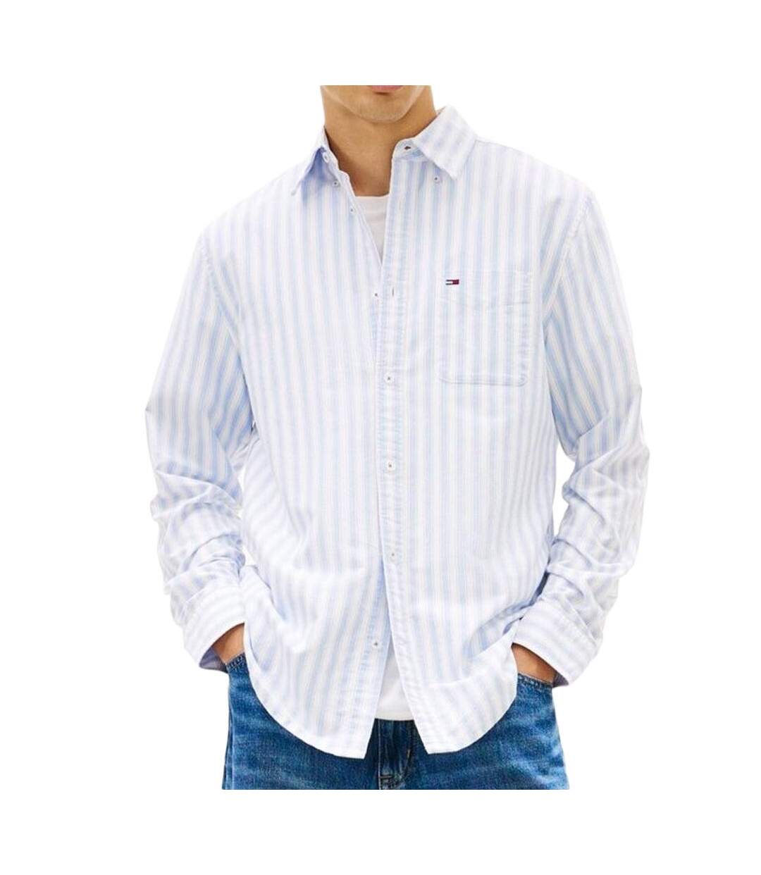 Chemise bleu/beige homme tommy hilfiger tjm reg stripe-1