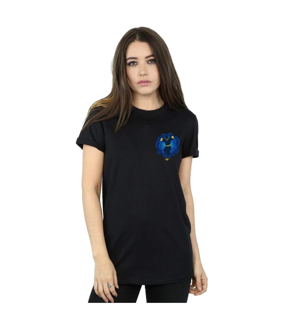 Disney Womens/Ladies Aladdin Movie Genie Breast Print Cotton Boyfriend T-Shirt (Noir) - UTBI8093-2
