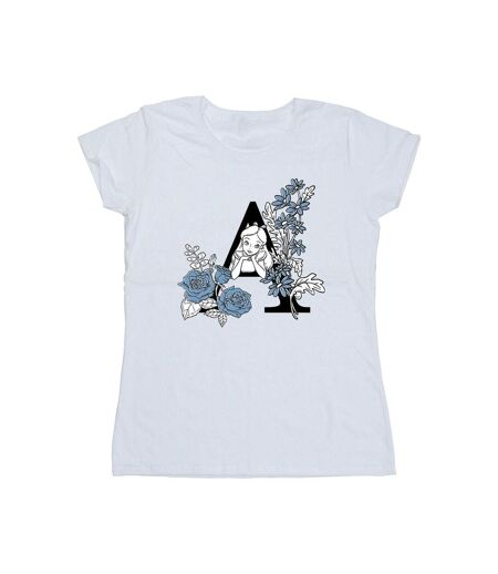 Disney Femme/Les femmes Alice In Wonderland Lettre A - T-shirt en coton (Blanc) - UTBI7119