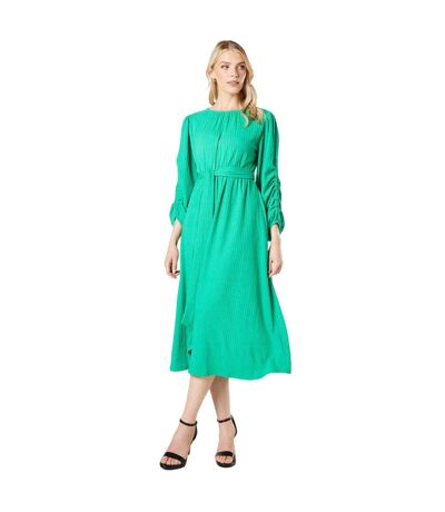 Womens/ladies textured jersey belt midi dress green Principles