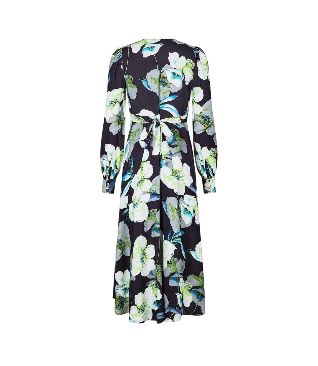 Robe Portefeuille Manches Longues Motif/style Imprimé Intégral Femme Bleu Foncé Biba-3