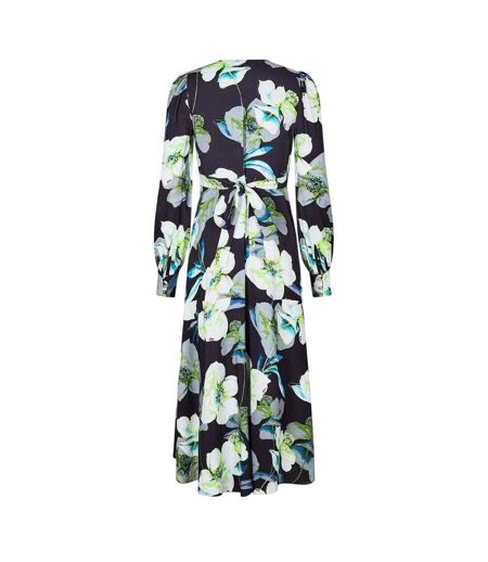 Robe Portefeuille Manches Longues Motif/style Imprimé Intégral Femme Bleu Foncé Biba