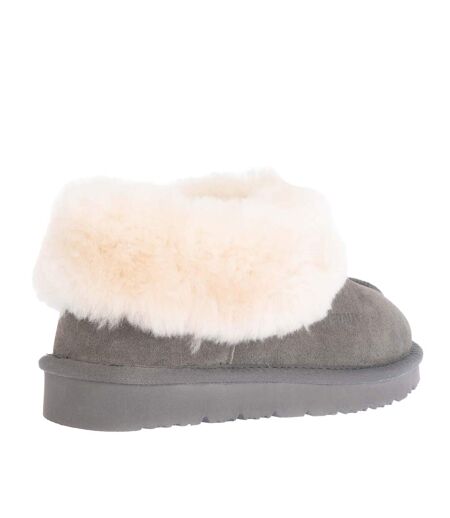 Womens/ladies Ibis Sheepskin Slippers Grey EverAu