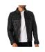 Veste en cuir noir homme seventies superdry leather - m-1