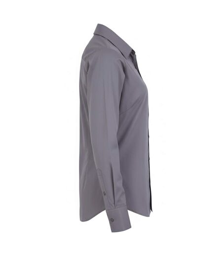 Womens/ladies Poplin Long-sleeved Blouse Steel Premier
