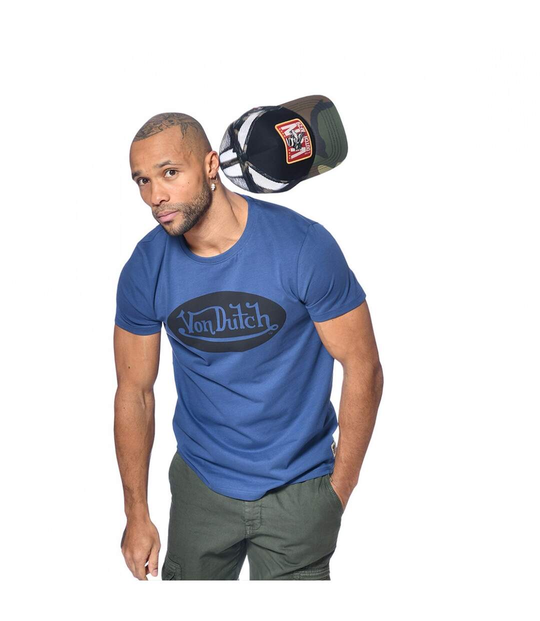 T-shirt Von Dutch col rond homme en coton Front-5