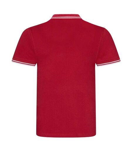 Mens t-shirt polo hommes rouge / blanc AWDis