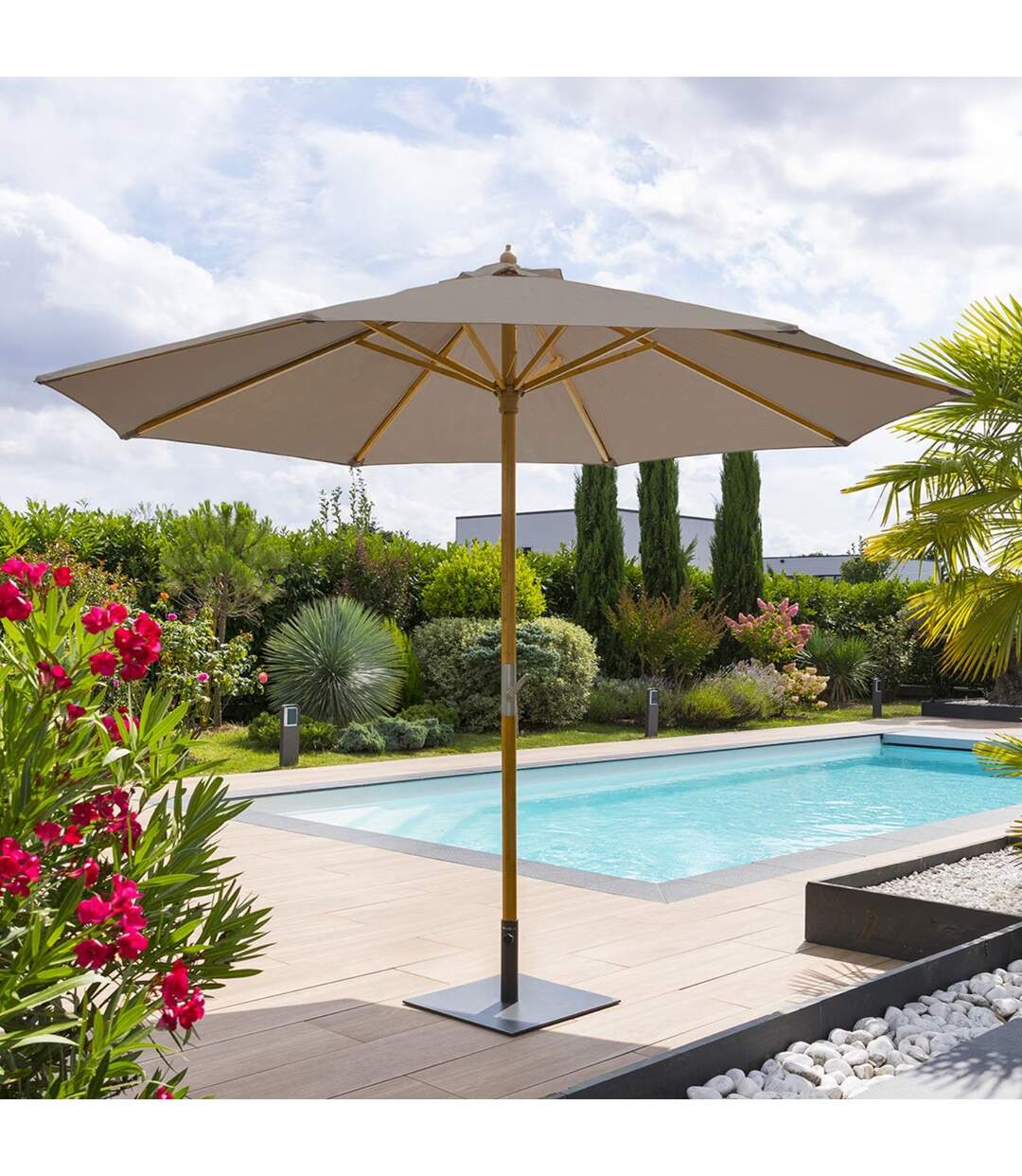 Parasol droit Rond Tinaei - Diam. 300 cm - Noisette-2