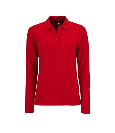 SOLS - Polo manches longues PERFECT - Femme (Rouge) - UTPC2908