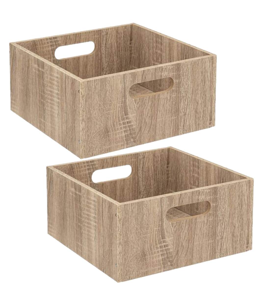 Lot de 2 Boîtes de rangement carrée en MDF-1