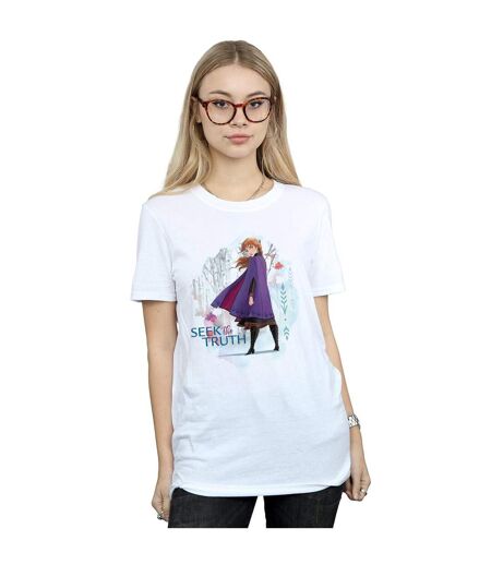 Disney Womens/Ladies Frozen 2 Anna Seek The Truth - T-shirt boyfriend en coton (Blanc) - UTBI24515